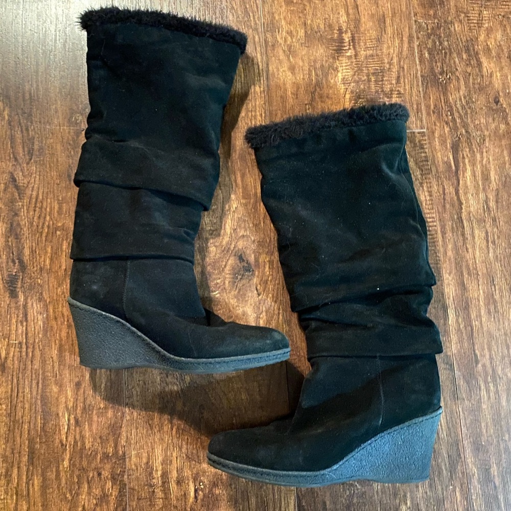 Aquatalia boots knee high 9.5 wedge heel